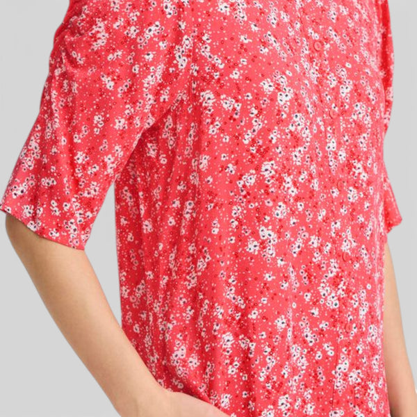 ICHI VERA Short Sleeve Shirt in Teaberry Floral - TheSecretCloset.Boutique