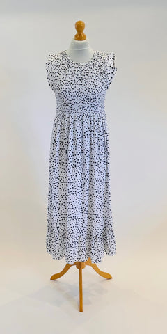 Polka Dot Shirred Dress