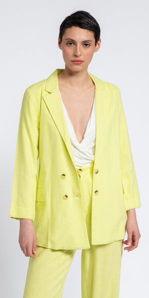 SMF Linen Blazer in Lime