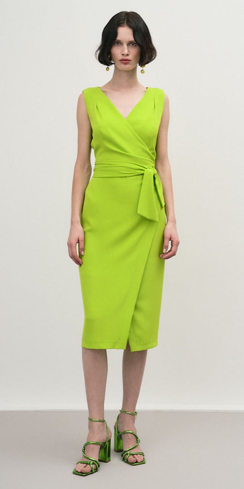 ACCESS Wrap Dress in lime