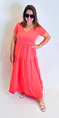 Tiered cotton T Shirt Dress
