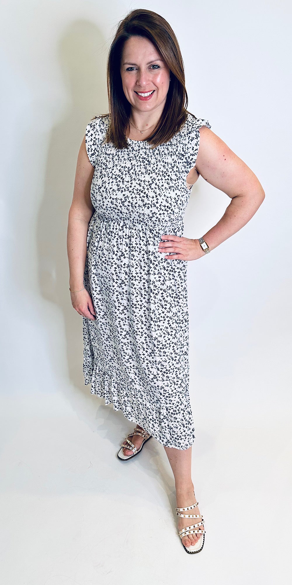 Ditsy Daisy Shirred Dress