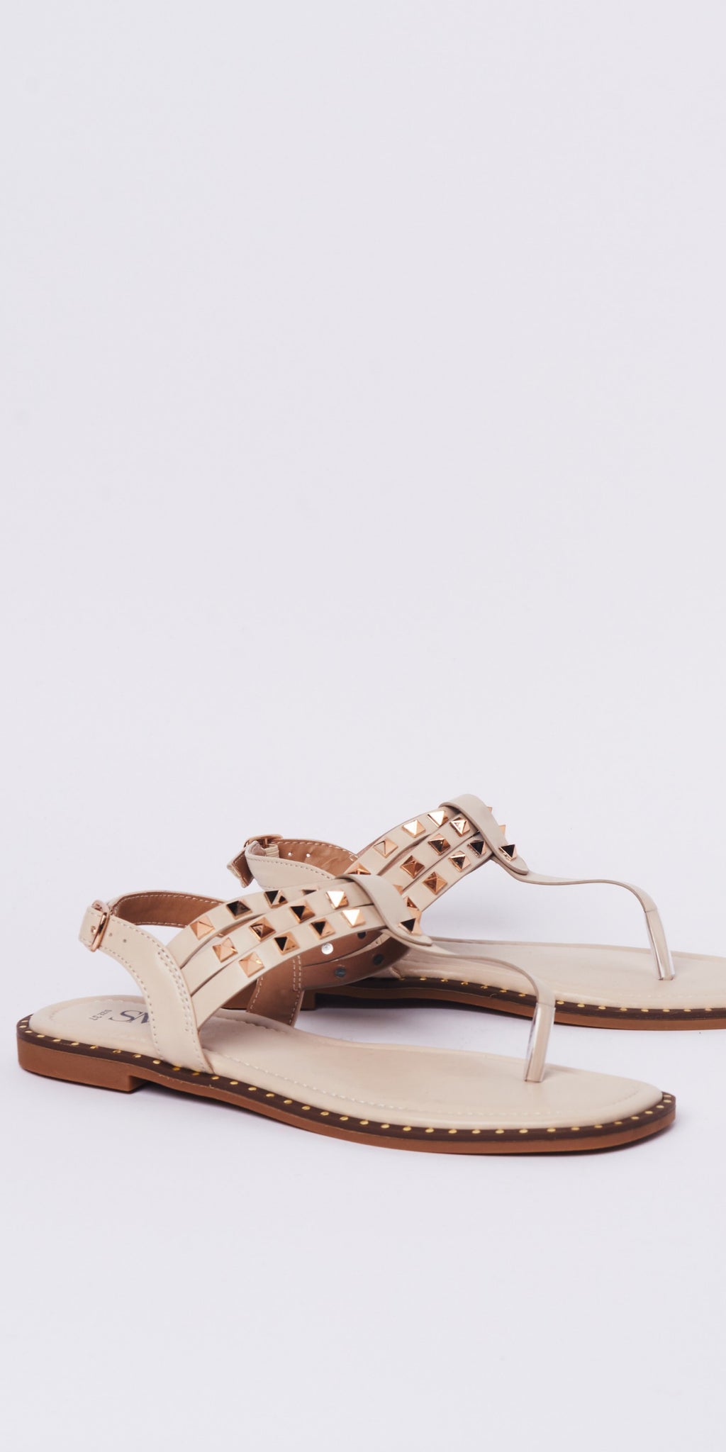 Studded Sandal in Beige - TheSecretCloset.Boutique