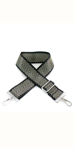 Bag Strap in Black & Gold Chevron - TheSecretCloset.Boutique