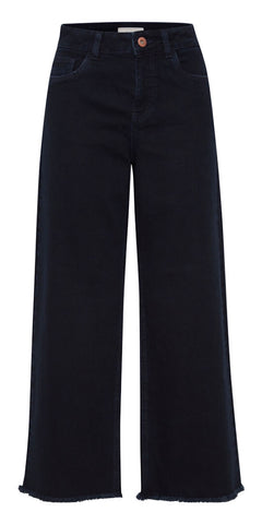 PULZ EMMA Straight Cropped Jeans in Dark Blue