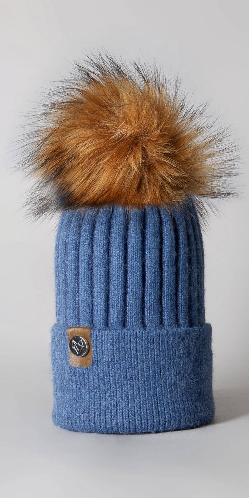 LUXY Faux Fur Cable Hat in Blue - TheSecretCloset.Boutique