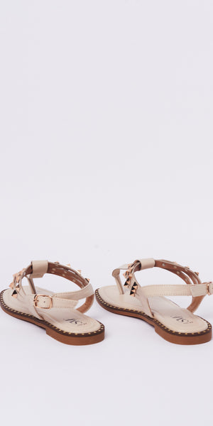 Studded Sandal in Beige - TheSecretCloset.Boutique