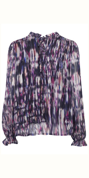 PULZ SARIAH Blouse in Purple Printed - TheSecretCloset.Boutique