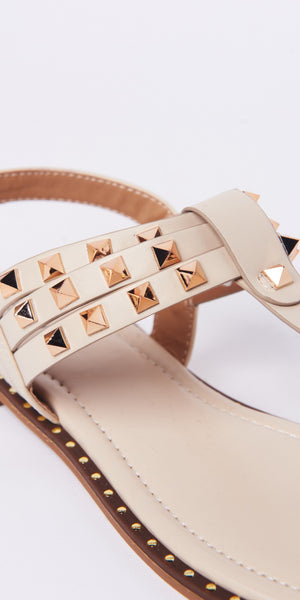 Studded Sandal in Beige - TheSecretCloset.Boutique