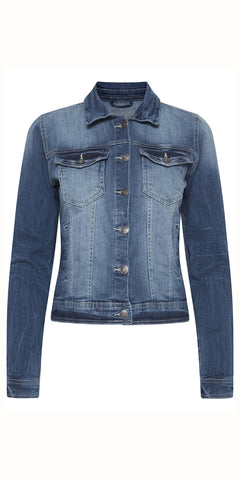 b young PULLY Denim Jacket in Mid Blue