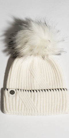 LUXY Finley Faux Fur Hat in Ecru