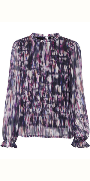 PULZ SARIAH Blouse in Purple Printed - TheSecretCloset.Boutique