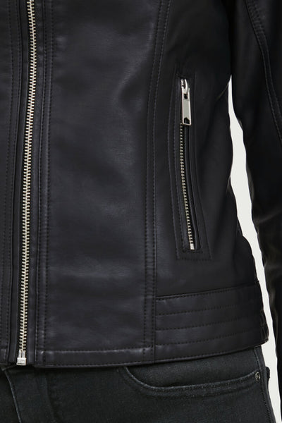 b young Acom Leather Look Biker in Black - TheSecretCloset.Boutique