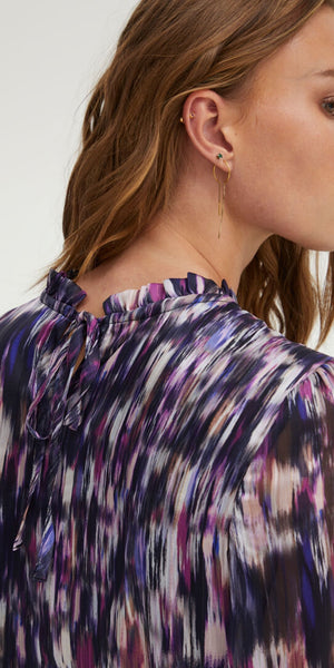 PULZ SARIAH Blouse in Purple Printed - TheSecretCloset.Boutique