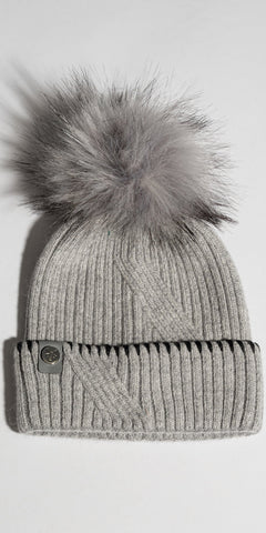 LUXY Finley Faux Fur Hat in Grey