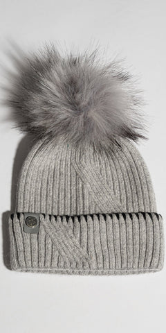 LUXY Finley Faux Fur Hat in Grey