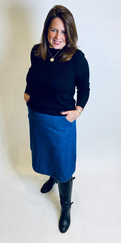 b young LUCY Skirt in Blue Denim - TheSecretCloset.Boutique