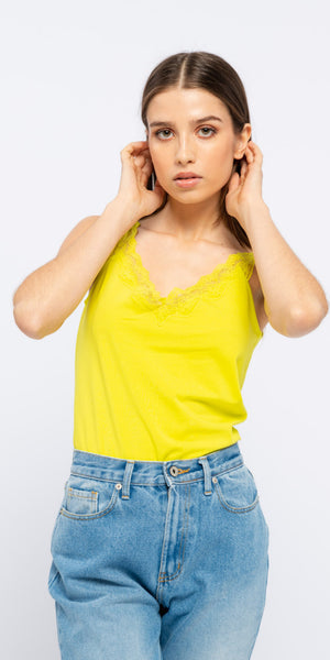 smf Lace Vest Top in Yellow - TheSecretCloset.Boutique