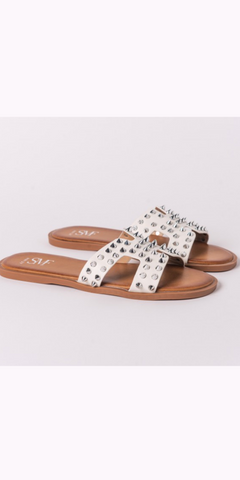 Studded Sandals in White - TheSecretCloset.Boutique