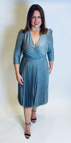 Rinascimento Luxurious Lurex Pleat Dress - TheSecretCloset.Boutique