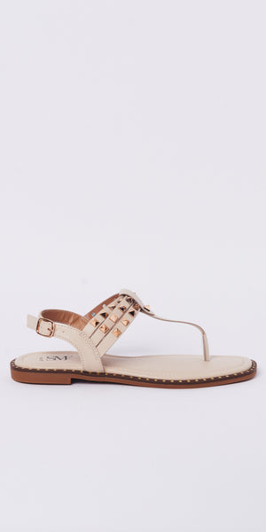 Studded Sandal in Beige - TheSecretCloset.Boutique