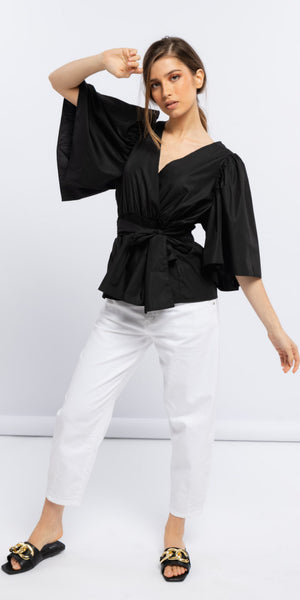 smf Kimono Blouse in Black - TheSecretCloset.Boutique