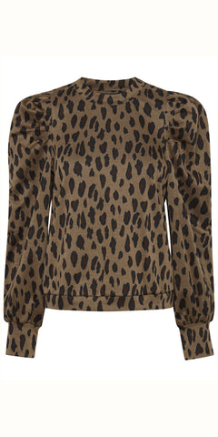 PULZ DUNNE Top in Brown Print - TheSecretCloset.Boutique