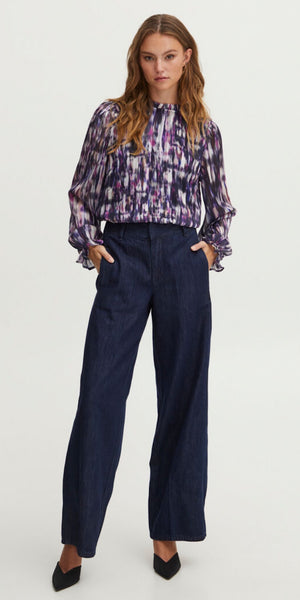 PULZ SARIAH Blouse in Purple Printed - TheSecretCloset.Boutique