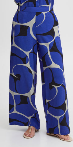 PULZ SCARLET Pants in Blue Printed