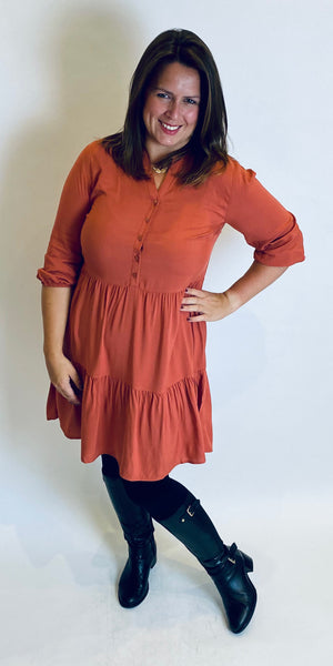 b. young Joella Dress in Terracotta - TheSecretCloset.Boutique