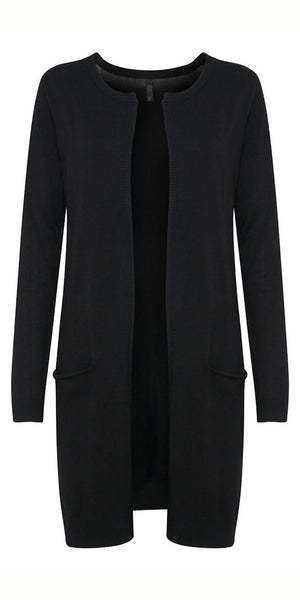 PULZ Sara Longline Cardigan in Black - TheSecretCloset.Boutique