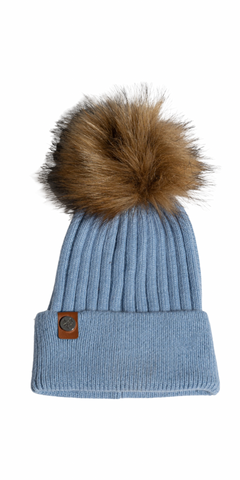 LUXY Harley Faux Fur Cable Hat in Blue